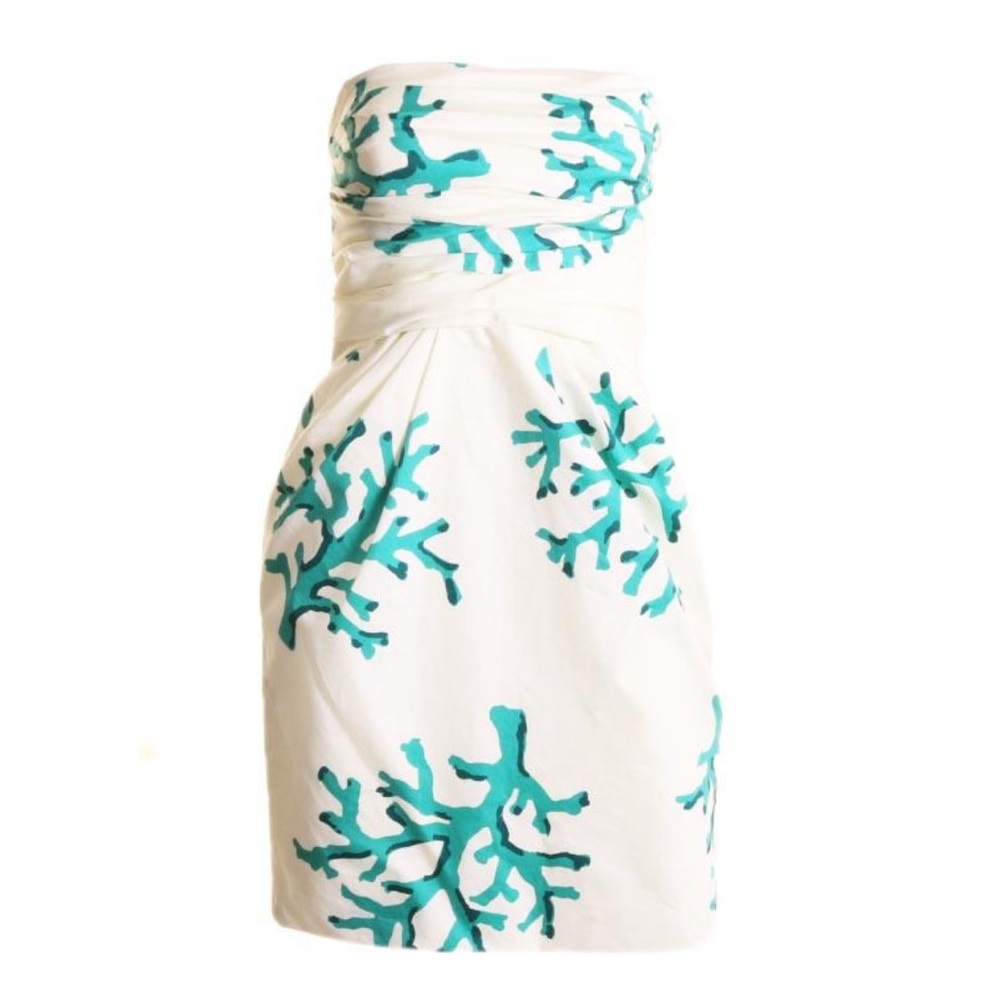 NEW Moschino vintage strapless coral print dress